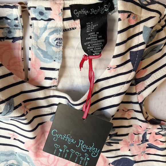 Cynthia Rowley Little Girl Dress size 6 US 5-6yrs Short Sleeve A-line Floral Tan - Picture 5 of 7